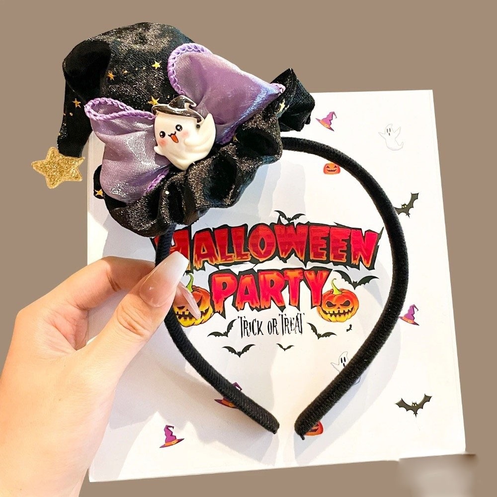 Party Hat Cone - 面白い蜘蛛のハロウィーンヘッドバンド、かぼちゃ、お化け、魔女の帽子、パーティー用デコレーション帽子、リボン付き円錐形帽子、ヘアフープ、トリック・オア・トリートパーティー