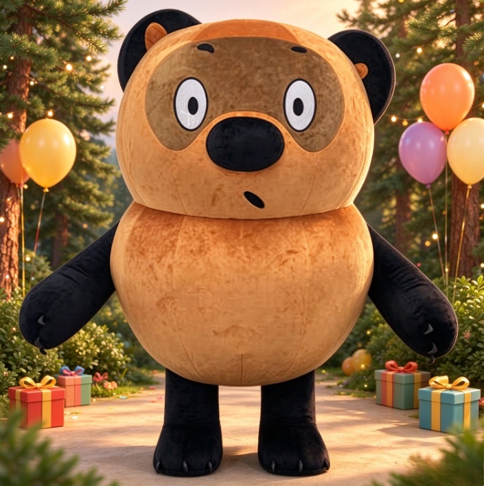 茶色と黒色のクマの着ぐるみ。大人用、全身を覆う、ふわふわ素材 - Event & Party Supply Photos のレビューと価格