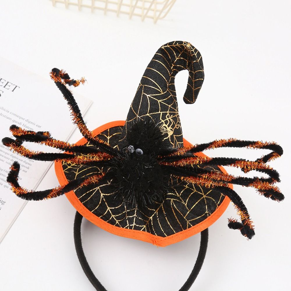 蜘蛛のハロウィーン魔女帽子、ヘッドバンド、スパンコール付き、 - Party Hat Cone のレビューと価格