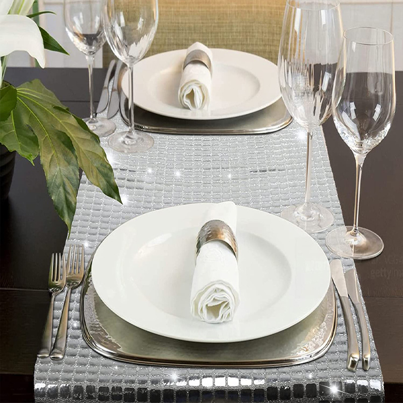 光沢のあるミラーゴールド/シルバー箔メタリックテーブルクロス - Glitter Tablecloth のレビューと価格